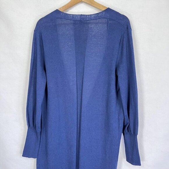 Gap Long Sleeve Linen Blend Open Front Duster Cardigan Sweater Size Med Blue - Picture 4 of 8